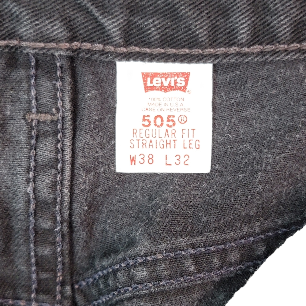Levi's 505 Vintage Y2K Made in USA Denim Dark Wash Black Jeans Men's 38x32 - Picture 14 of 14
